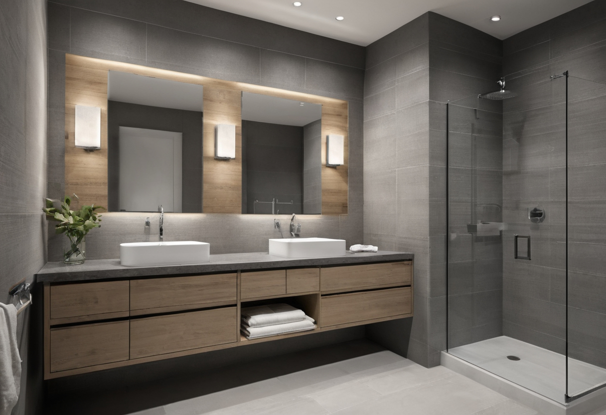 A wider vanity or added storage must preserve fixture-use zones planning reference